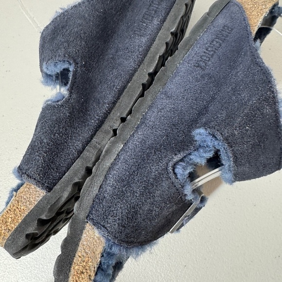 Birkenstock Arizona Shearling Sandals Navy Blue Suede Women’s 39 Fuzzy Cozy - Picture 7 of 16